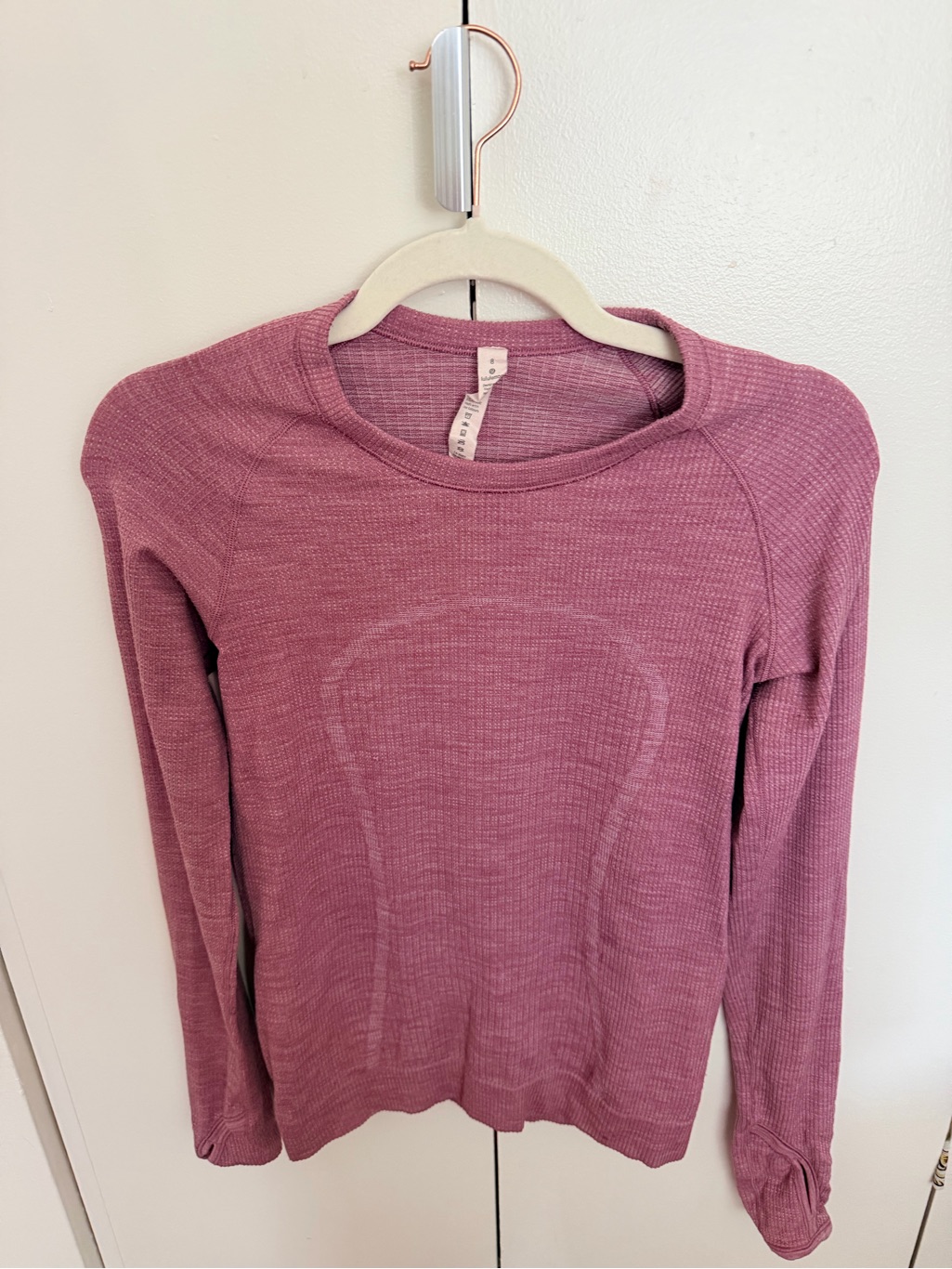 Lululemon Athletica Rose-Pink Ribbed Long Sleeve Top